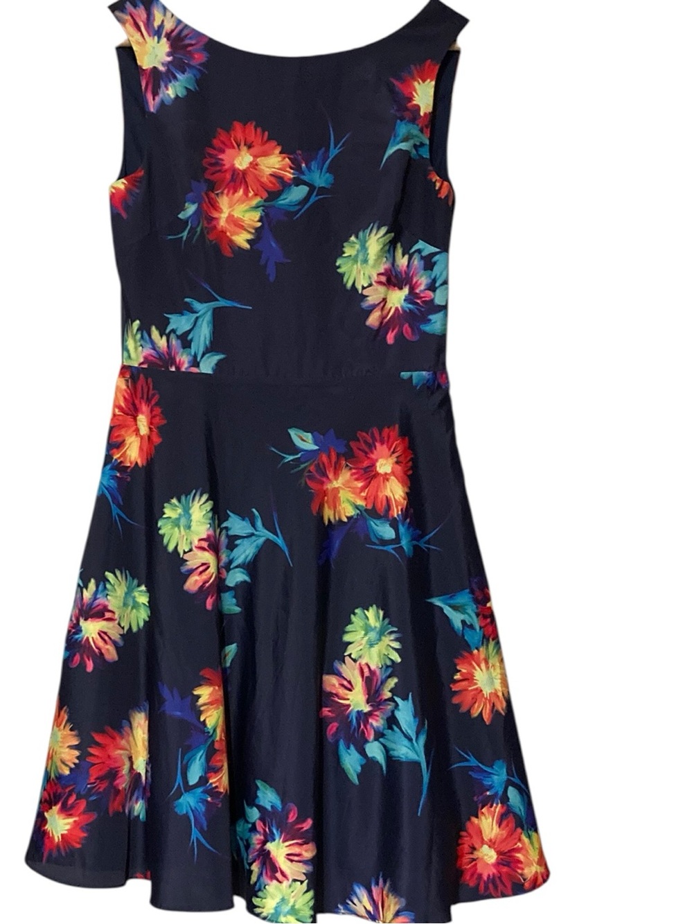 Betsey Johnson Navy Floral Fit & Flare Dress with Multicolor Blooms